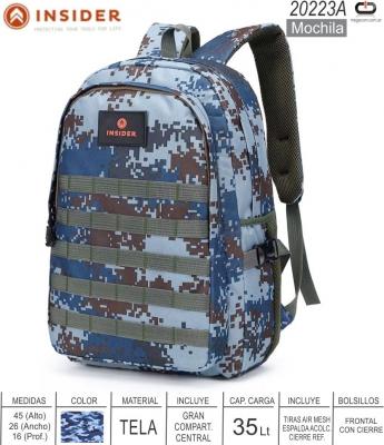 Mochila INSIDER 20224A Azul Camuflado 35 Lts