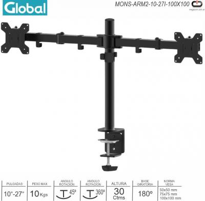 Soporte MON X2 GLOBAL MONS-ARM2-10-27I-100X100