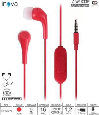 Auricular IN ML INOVA AUR-033R Rojo