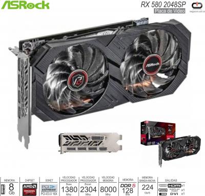 PCI-E ATI 8Gb ASROCK Phantom GXR RX580 8G OC