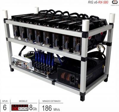 Rig Mineria MILEC 6x RX 580 186Mh/s