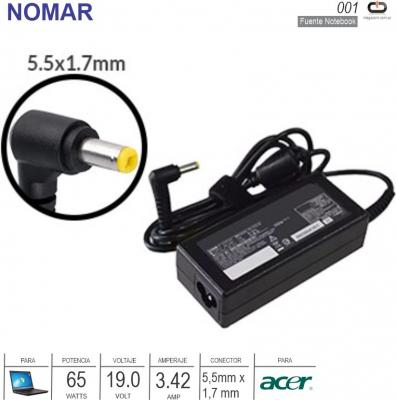 Fuente Ntb NOMAR 001 19.0v 3.42a 5.5x1.7mm 65w