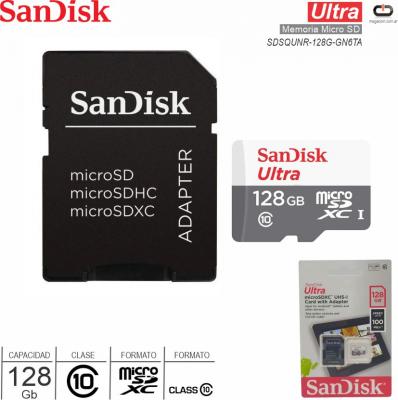 Mem MicroSD 128Gb C10 SANDISK SDSQUNR-128G-GN6TA