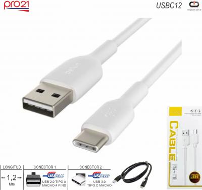 Cable USB 2.0 M - USB C M 1.2M PRO21 USBC12